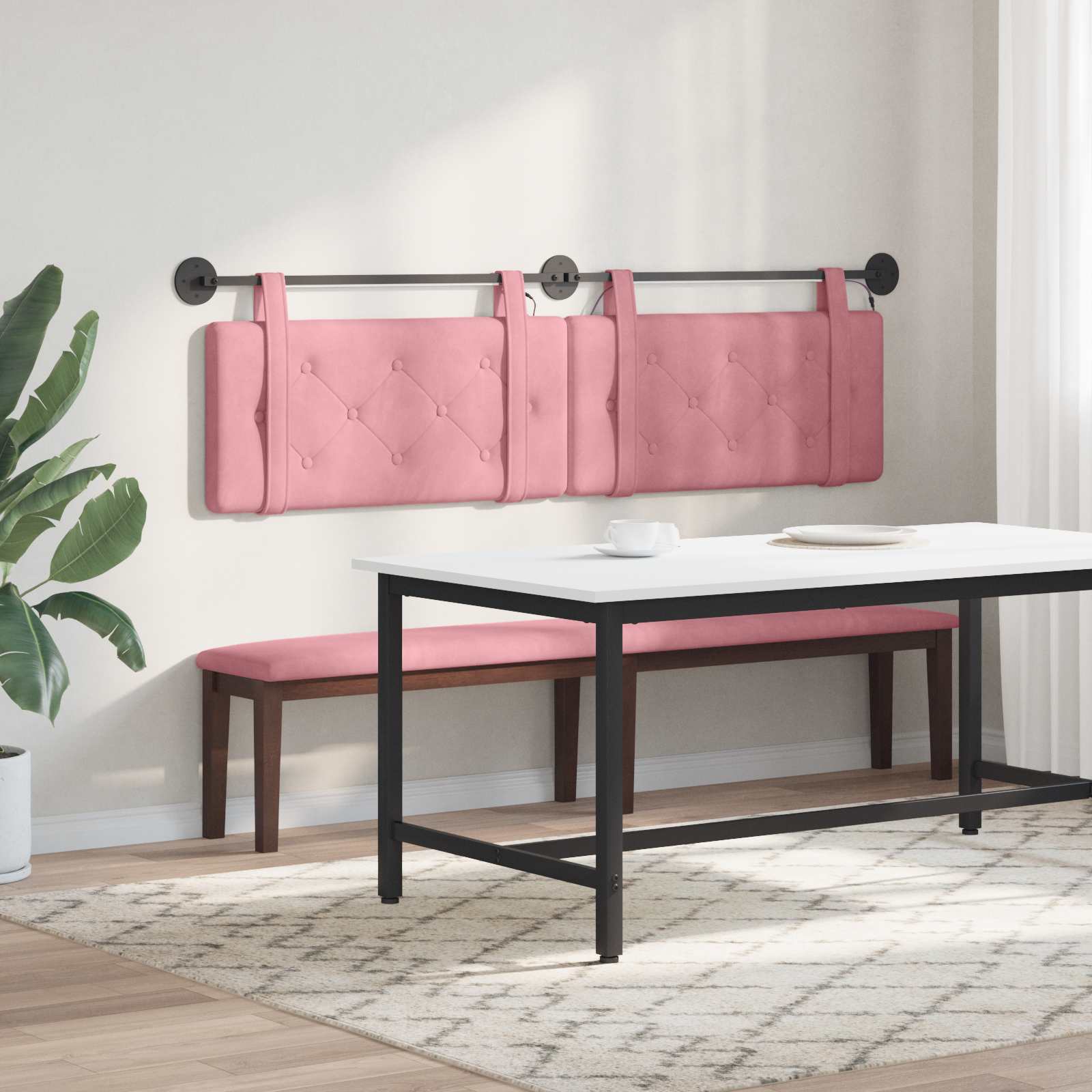 Hangend hoofdbord Met LED-verlichting Roze Fluweel is nu te koop bij PeponiXL, paradijselijk wonen!