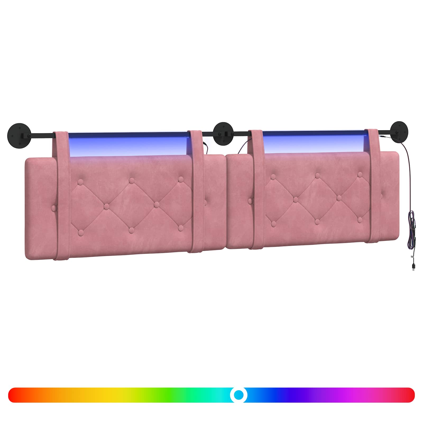 Hangend hoofdbord Met LED-verlichting Roze Fluweel is nu te koop bij PeponiXL, paradijselijk wonen!
