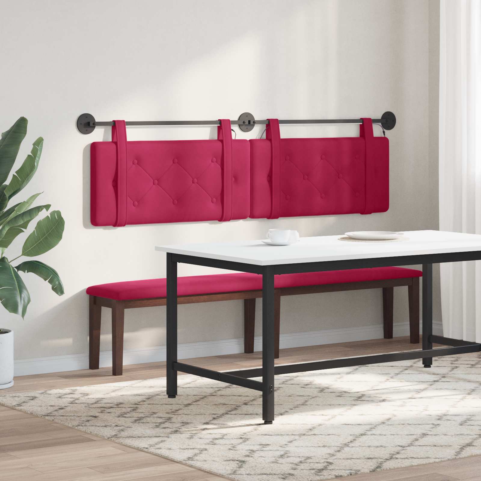Hangend hoofdbord Met LED-verlichting Wijnrood Fluweel is nu te koop bij PeponiXL, paradijselijk wonen!