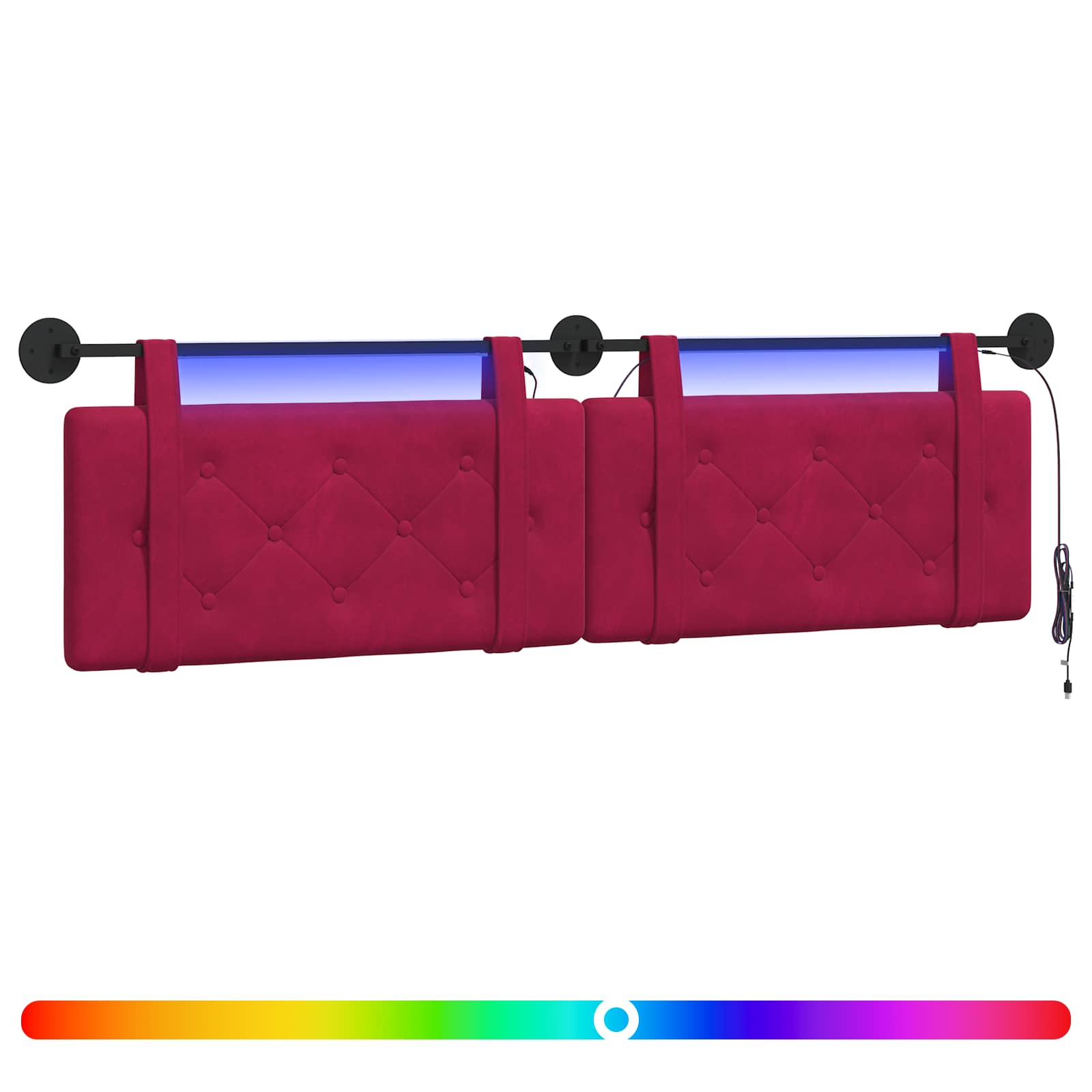 Hangend hoofdbord Met LED-verlichting Wijnrood Fluweel is nu te koop bij PeponiXL, paradijselijk wonen!