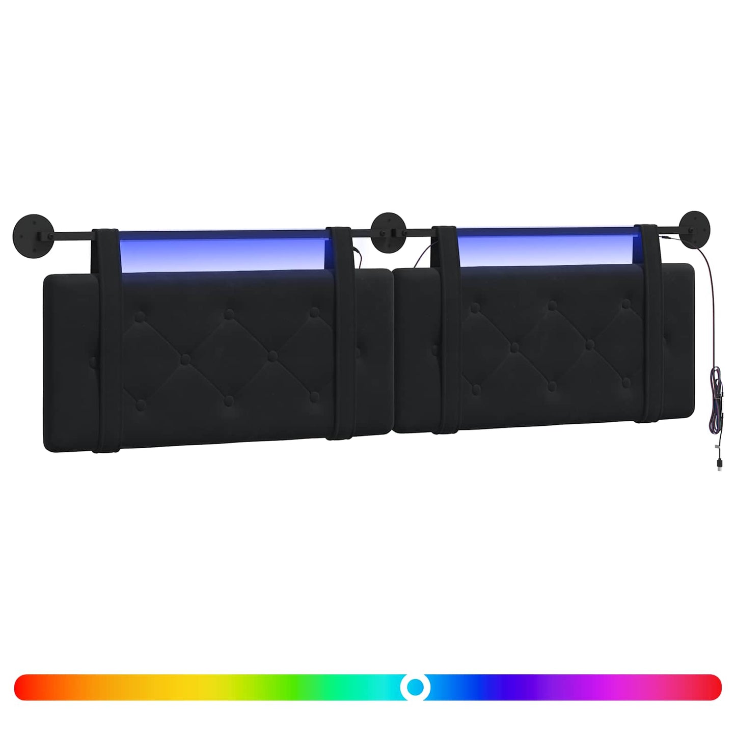 Hangend hoofdbord Met LED-verlichting Zwart Fluweel is nu te koop bij PeponiXL, paradijselijk wonen!
