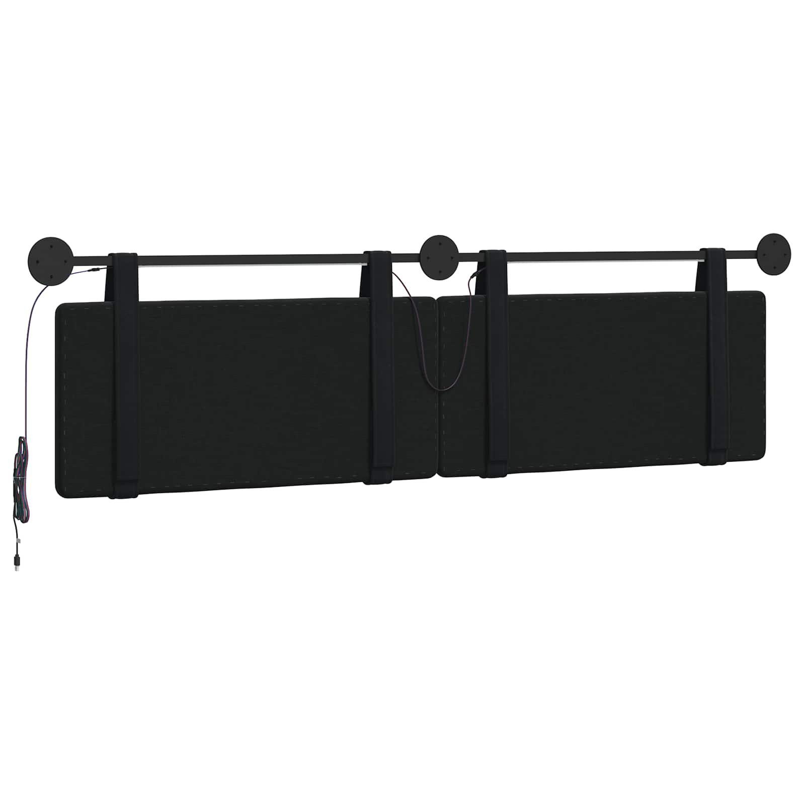 Hangend hoofdbord Met LED-verlichting Zwart Fluweel is nu te koop bij PeponiXL, paradijselijk wonen!