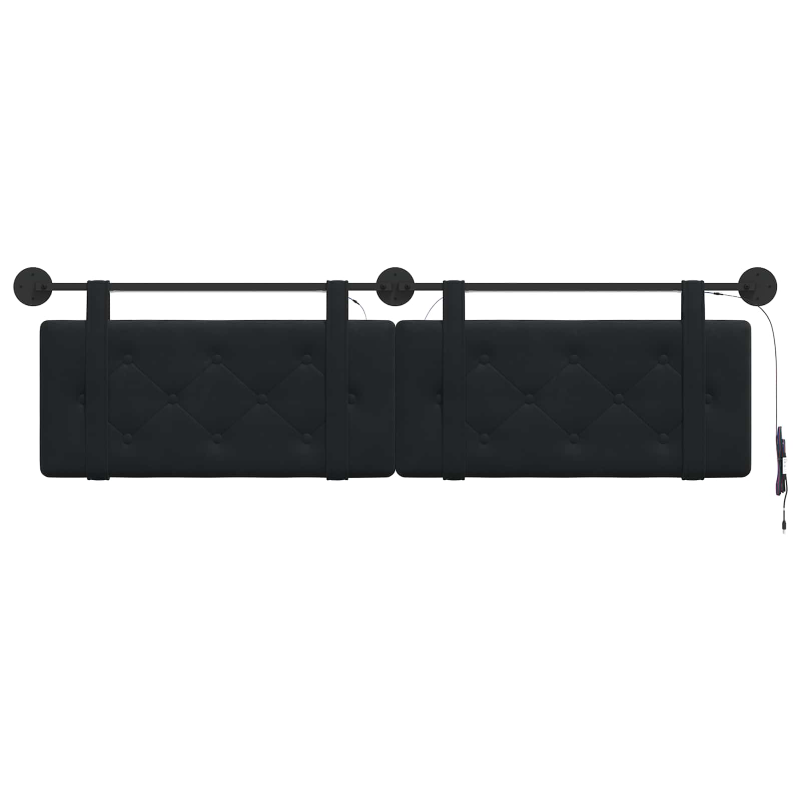 Hangend hoofdbord Met LED-verlichting Zwart Fluweel is nu te koop bij PeponiXL, paradijselijk wonen!