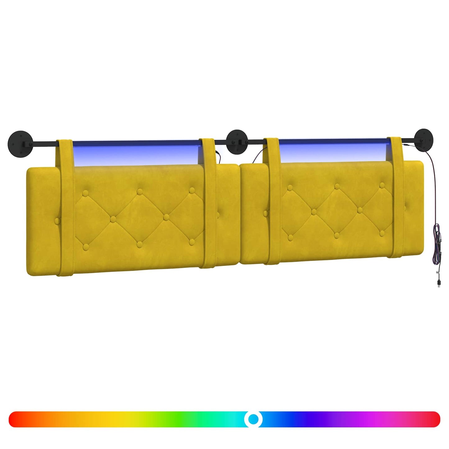 Hangend hoofdbord Met LED-verlichting Geel Fluweel is nu te koop bij PeponiXL, paradijselijk wonen!