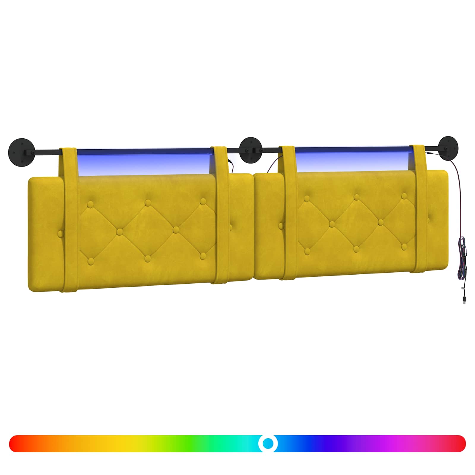 Hangend hoofdbord Met LED-verlichting Geel Fluweel is nu te koop bij PeponiXL, paradijselijk wonen!