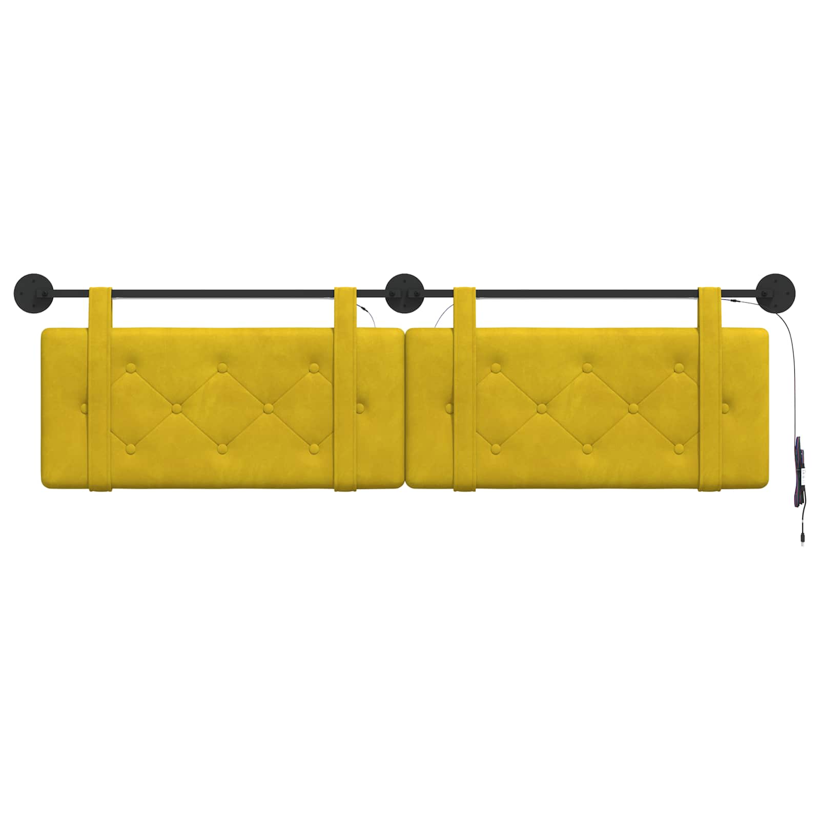 Hangend hoofdbord Met LED-verlichting Geel Fluweel is nu te koop bij PeponiXL, paradijselijk wonen!
