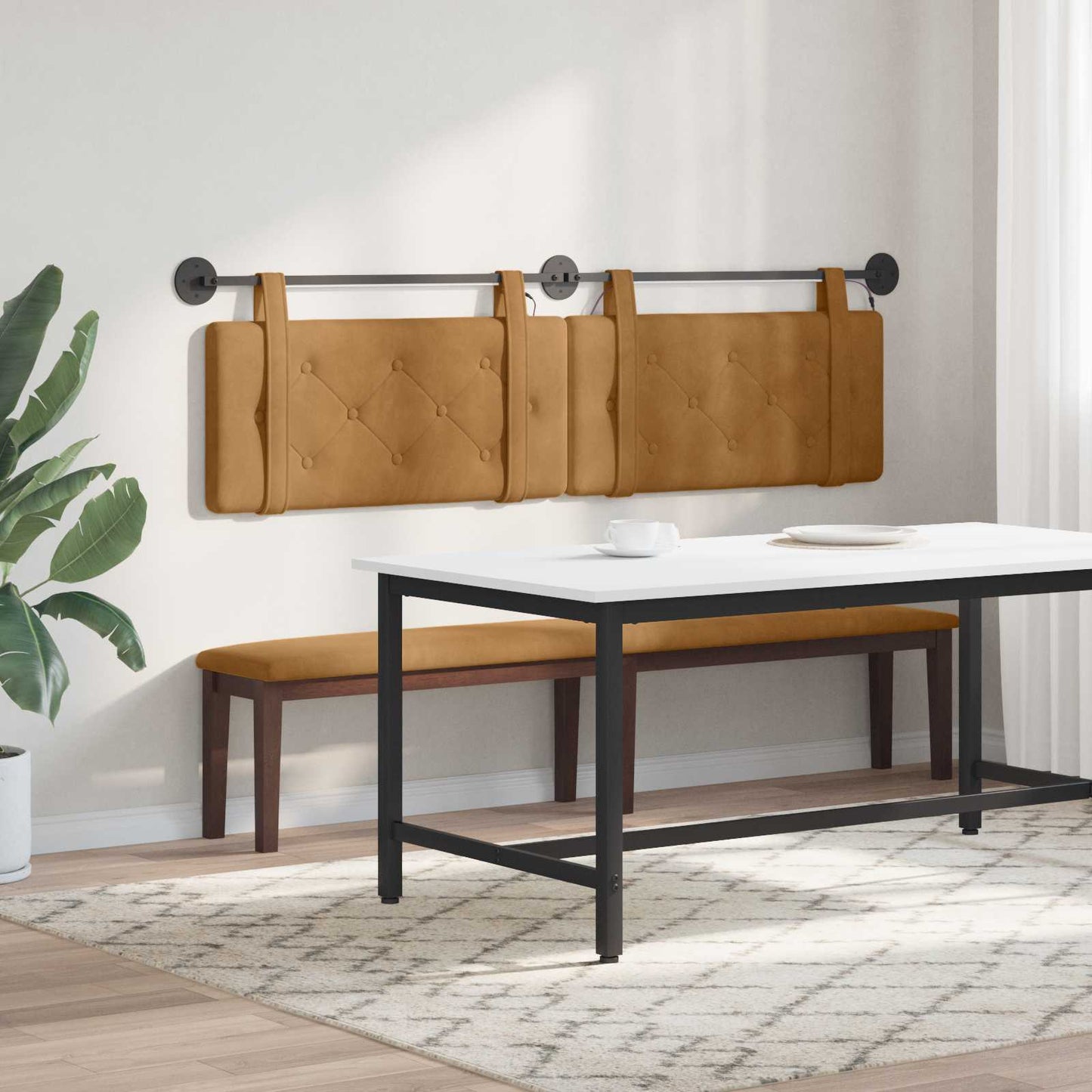 Hangend hoofdbord Met LED-verlichting Bruin Fluweel is nu te koop bij PeponiXL, paradijselijk wonen!
