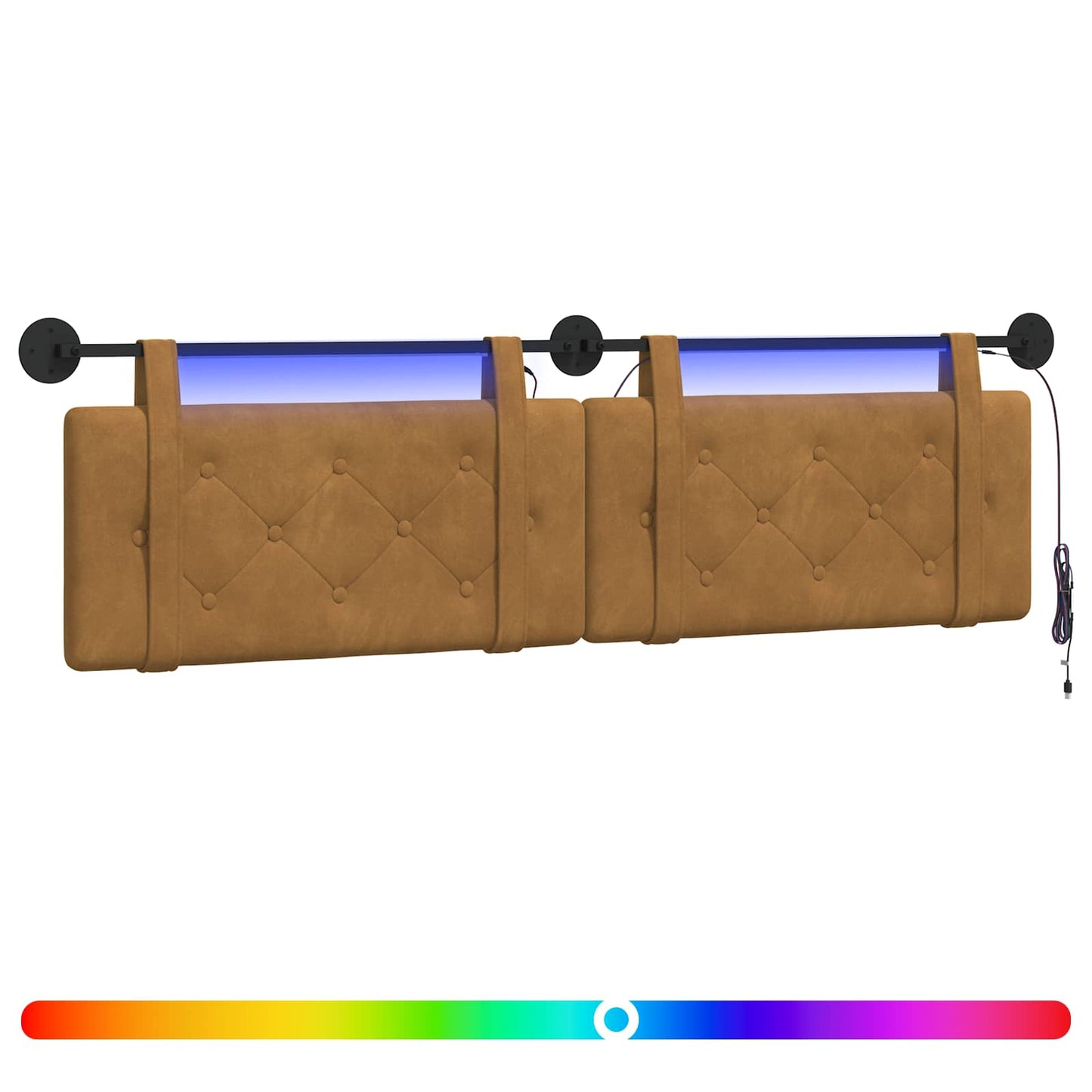Hangend hoofdbord Met LED-verlichting Bruin Fluweel is nu te koop bij PeponiXL, paradijselijk wonen!