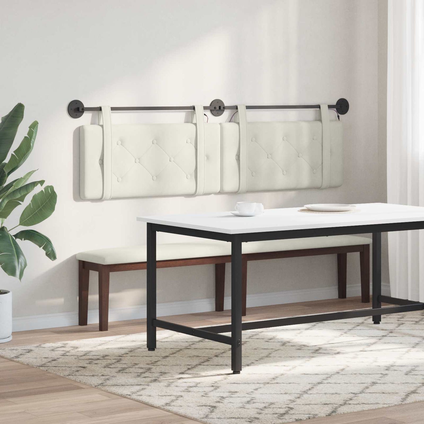 Hangend hoofdbord Met LED-verlichting Crèmekleurig Fluweel is nu te koop bij PeponiXL, paradijselijk wonen!
