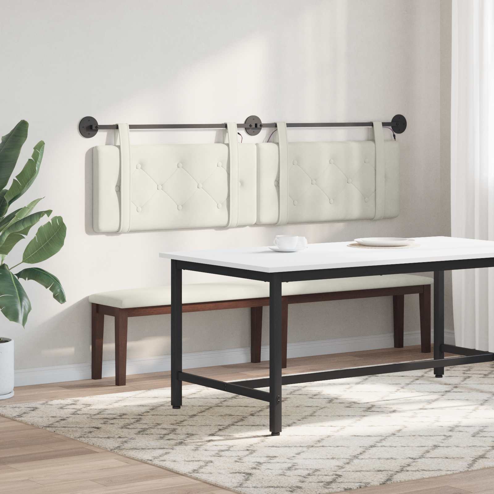 Hangend hoofdbord Met LED-verlichting Crèmekleurig Fluweel is nu te koop bij PeponiXL, paradijselijk wonen!