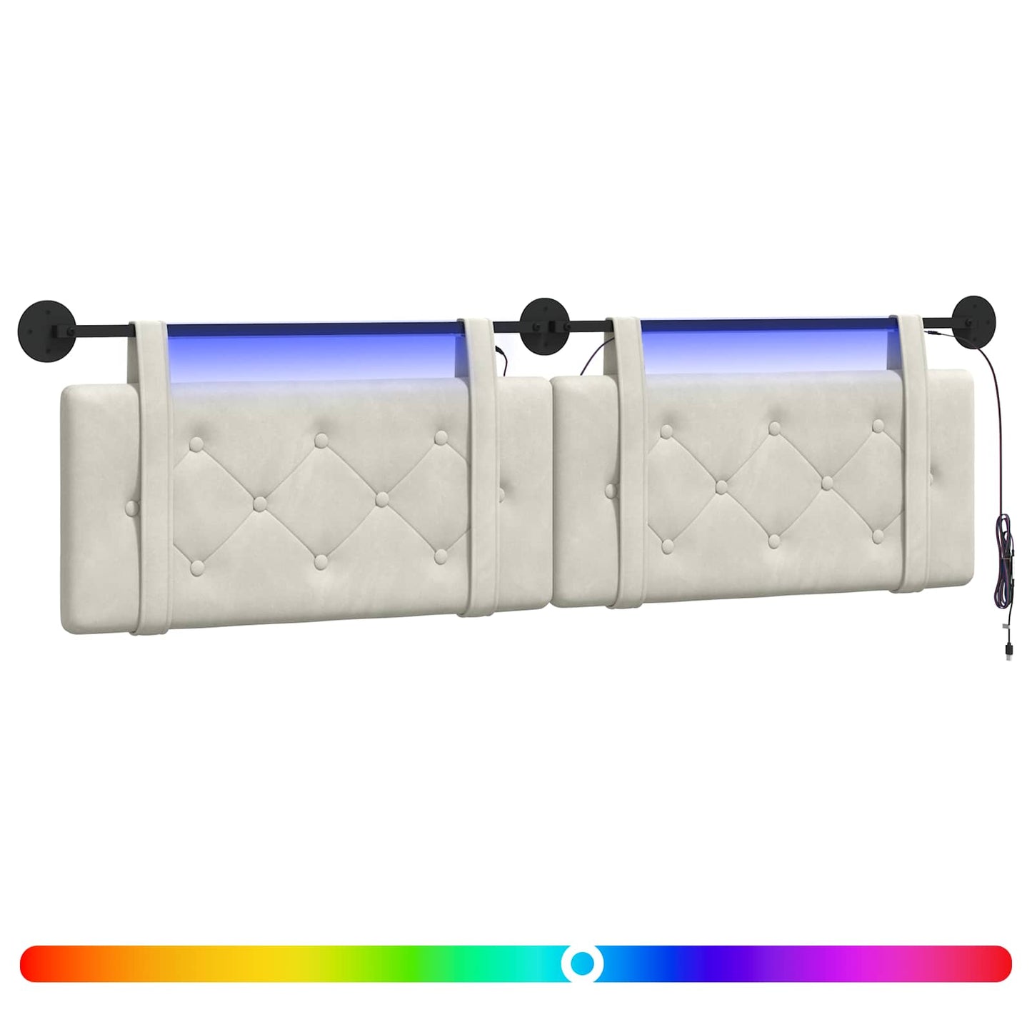 Hangend hoofdbord Met LED-verlichting Crèmekleurig Fluweel is nu te koop bij PeponiXL, paradijselijk wonen!