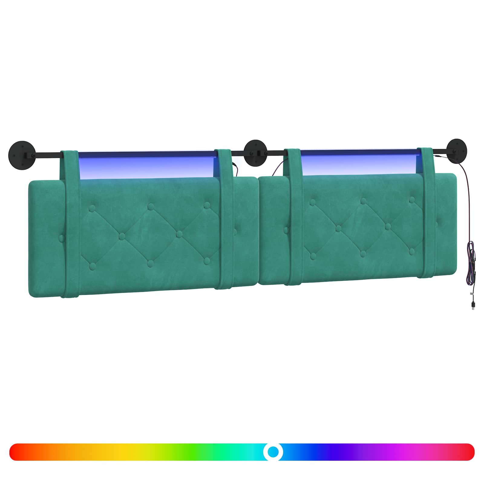 Hangend hoofdbord Met LED-verlichting Turquoise Fluweel is nu te koop bij PeponiXL, paradijselijk wonen!