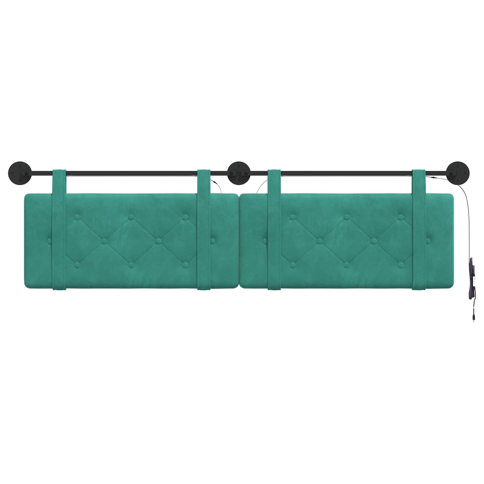 Hangend hoofdbord Met LED-verlichting Turquoise Fluweel is nu te koop bij PeponiXL, paradijselijk wonen!