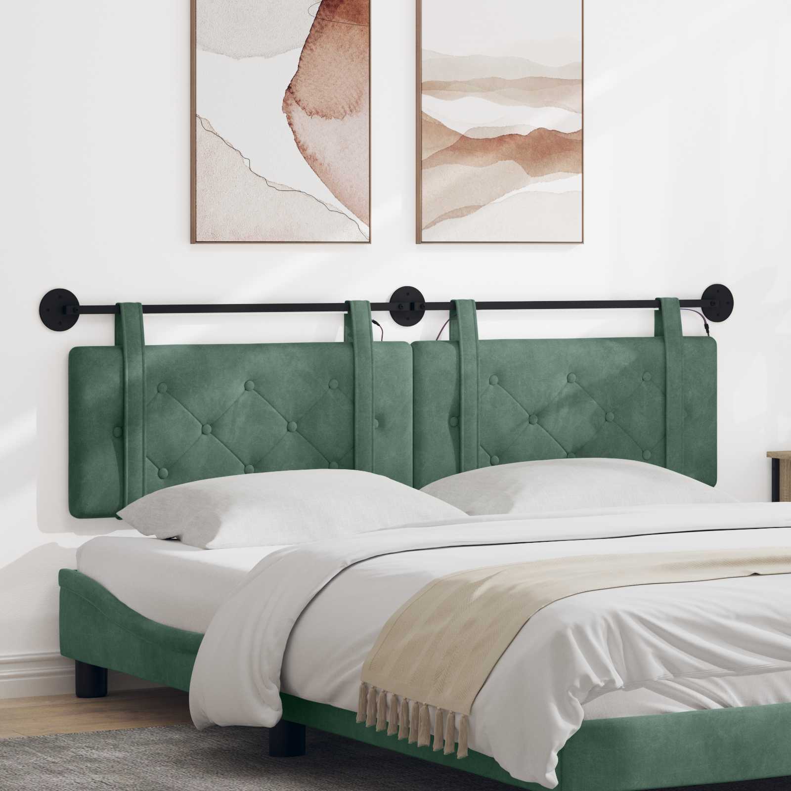 Hangend hoofdbord Met LED-verlichting Zeegroen Fluweel is nu te koop bij PeponiXL, paradijselijk wonen!