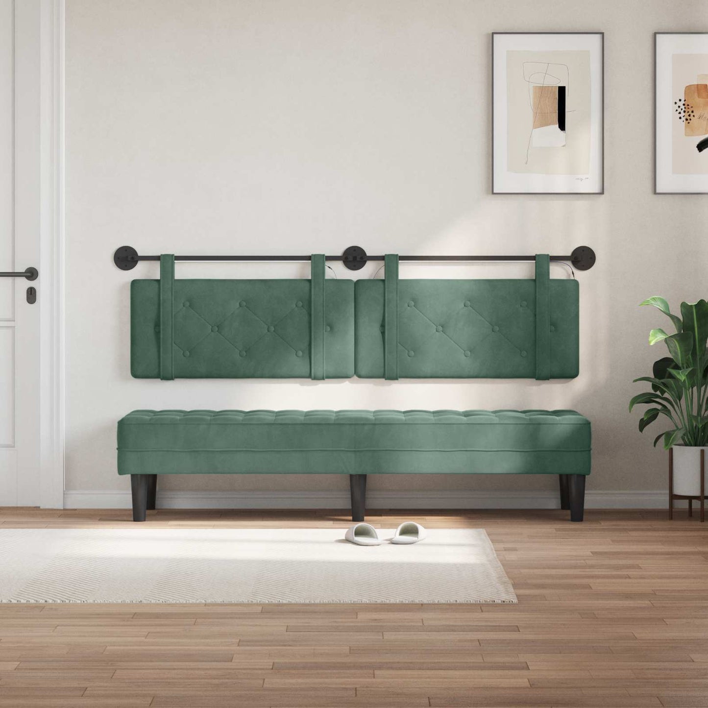 Hangend hoofdbord Met LED-verlichting Zeegroen Fluweel is nu te koop bij PeponiXL, paradijselijk wonen!