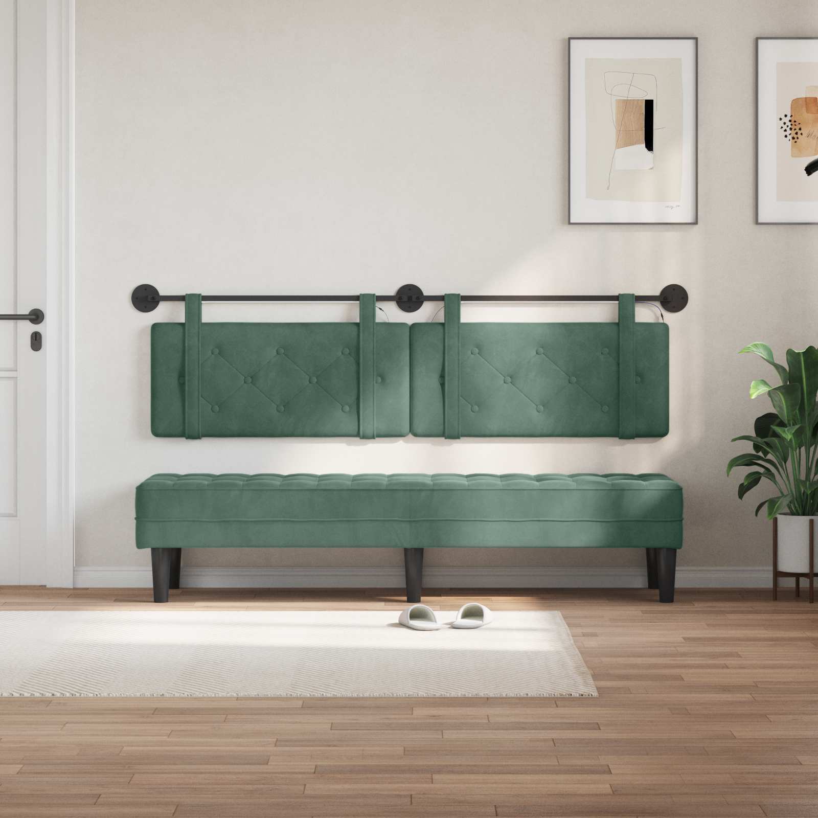 Hangend hoofdbord Met LED-verlichting Zeegroen Fluweel is nu te koop bij PeponiXL, paradijselijk wonen!