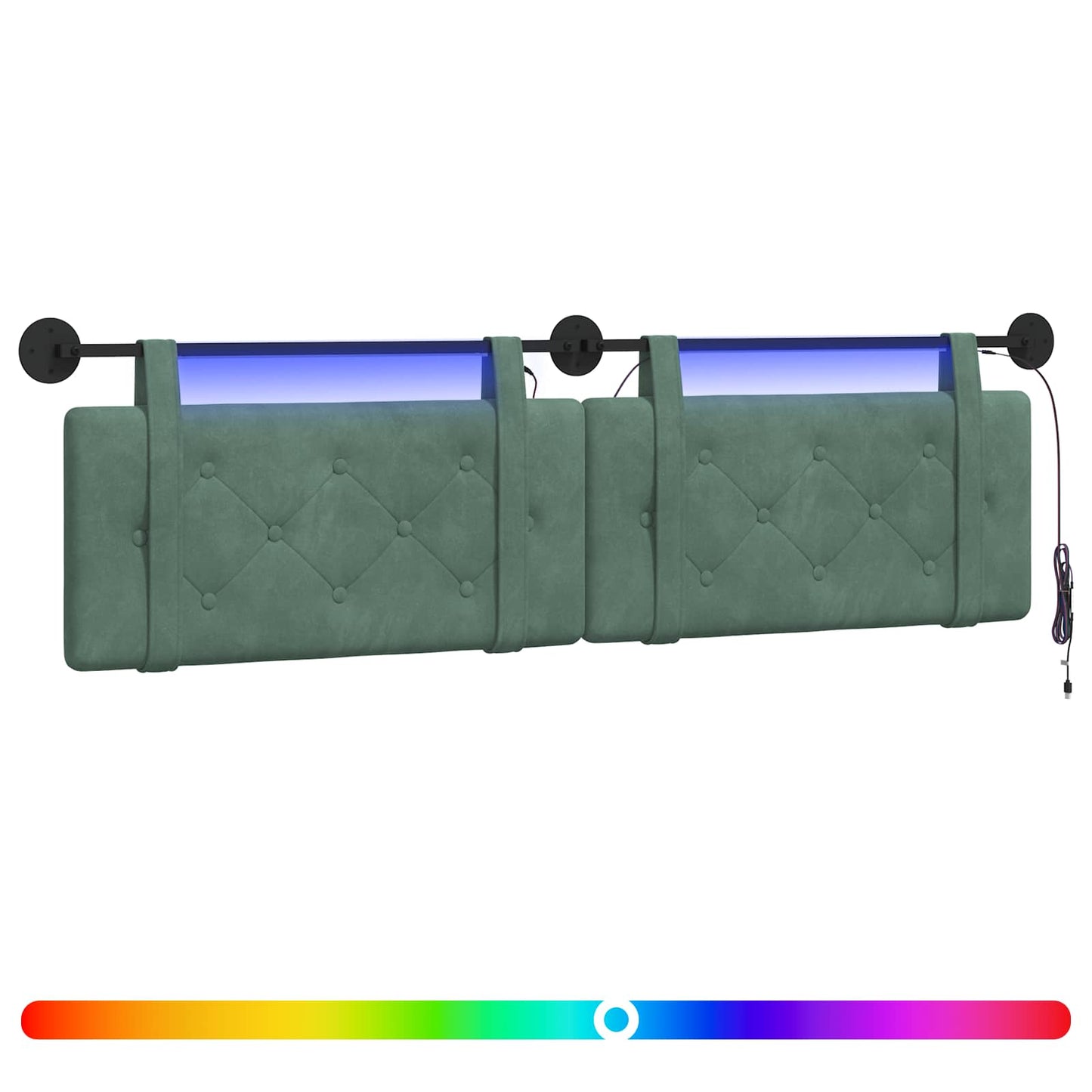 Hangend hoofdbord Met LED-verlichting Zeegroen Fluweel is nu te koop bij PeponiXL, paradijselijk wonen!