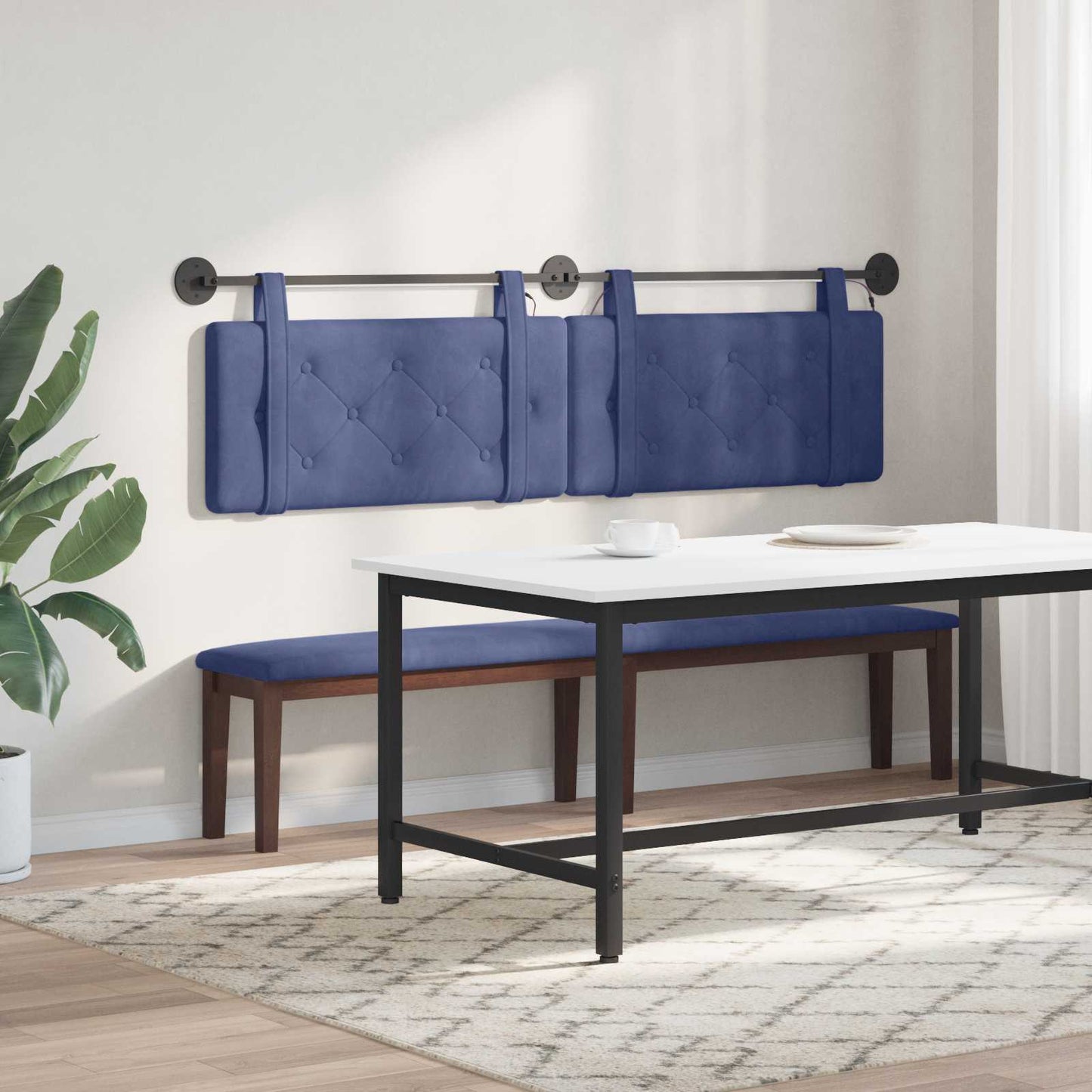 Hangend hoofdbord Met LED-verlichting Politieblauw Fluweel is nu te koop bij PeponiXL, paradijselijk wonen!