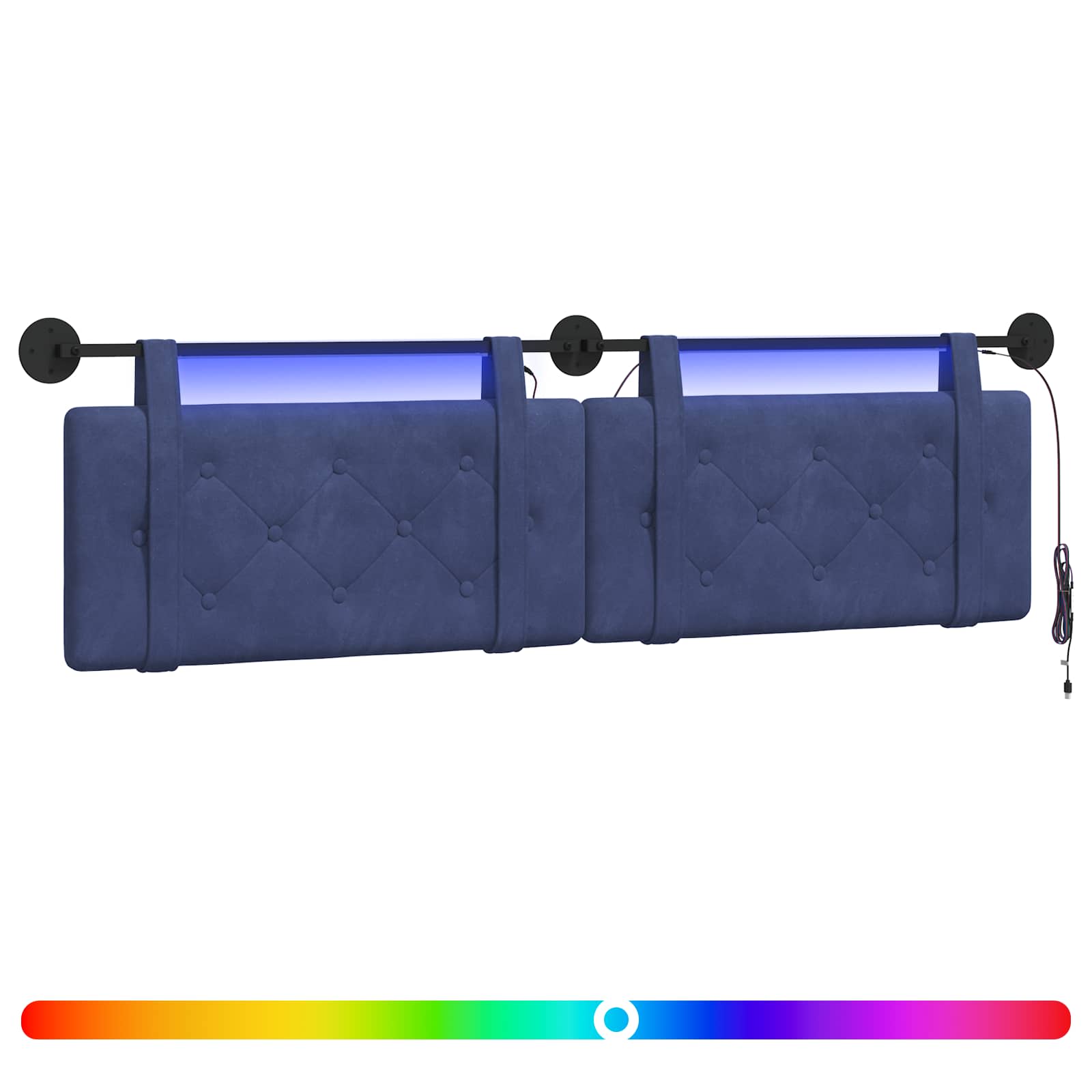 Hangend hoofdbord Met LED-verlichting Politieblauw Fluweel is nu te koop bij PeponiXL, paradijselijk wonen!