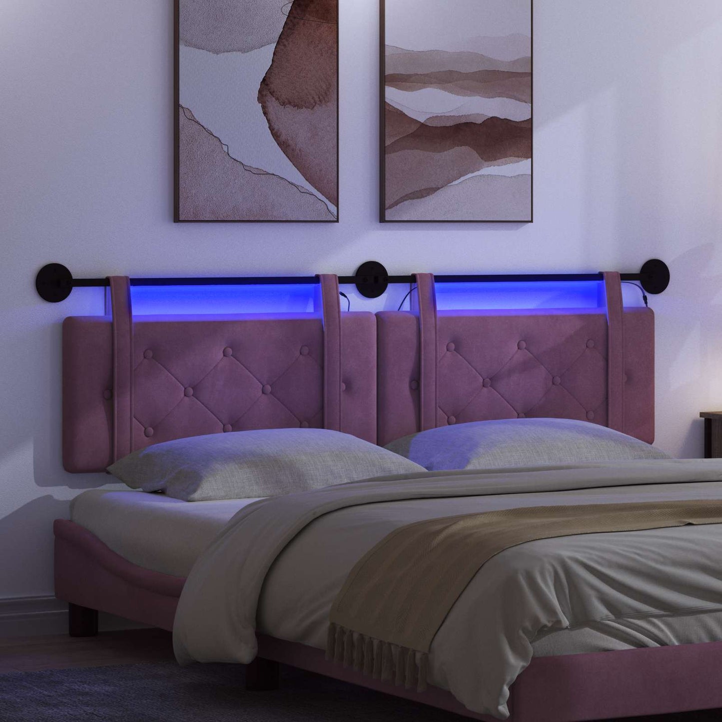 Hangend hoofdbord Met LED-verlichting Paars Fluweel is nu te koop bij PeponiXL, paradijselijk wonen!