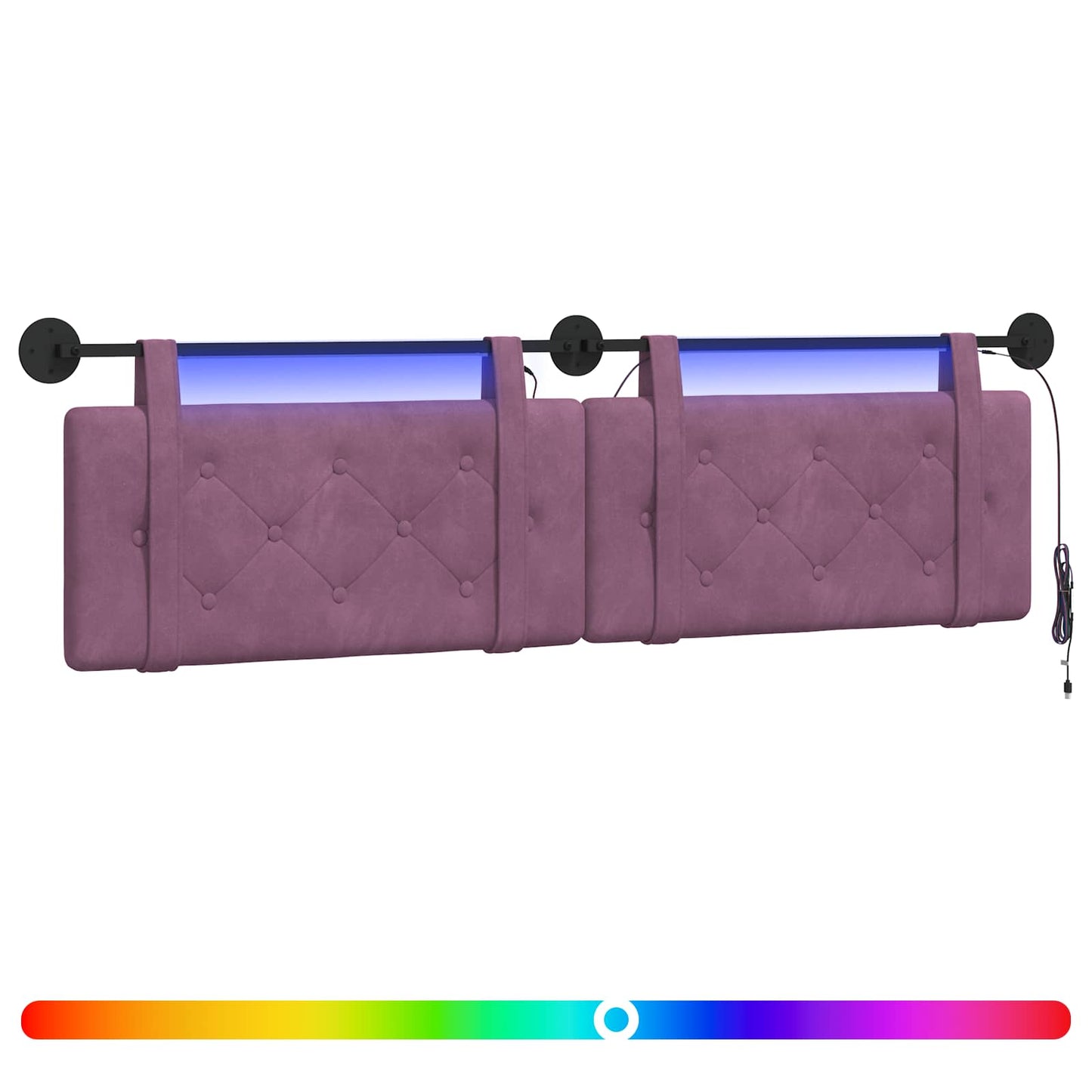 Hangend hoofdbord Met LED-verlichting Paars Fluweel is nu te koop bij PeponiXL, paradijselijk wonen!