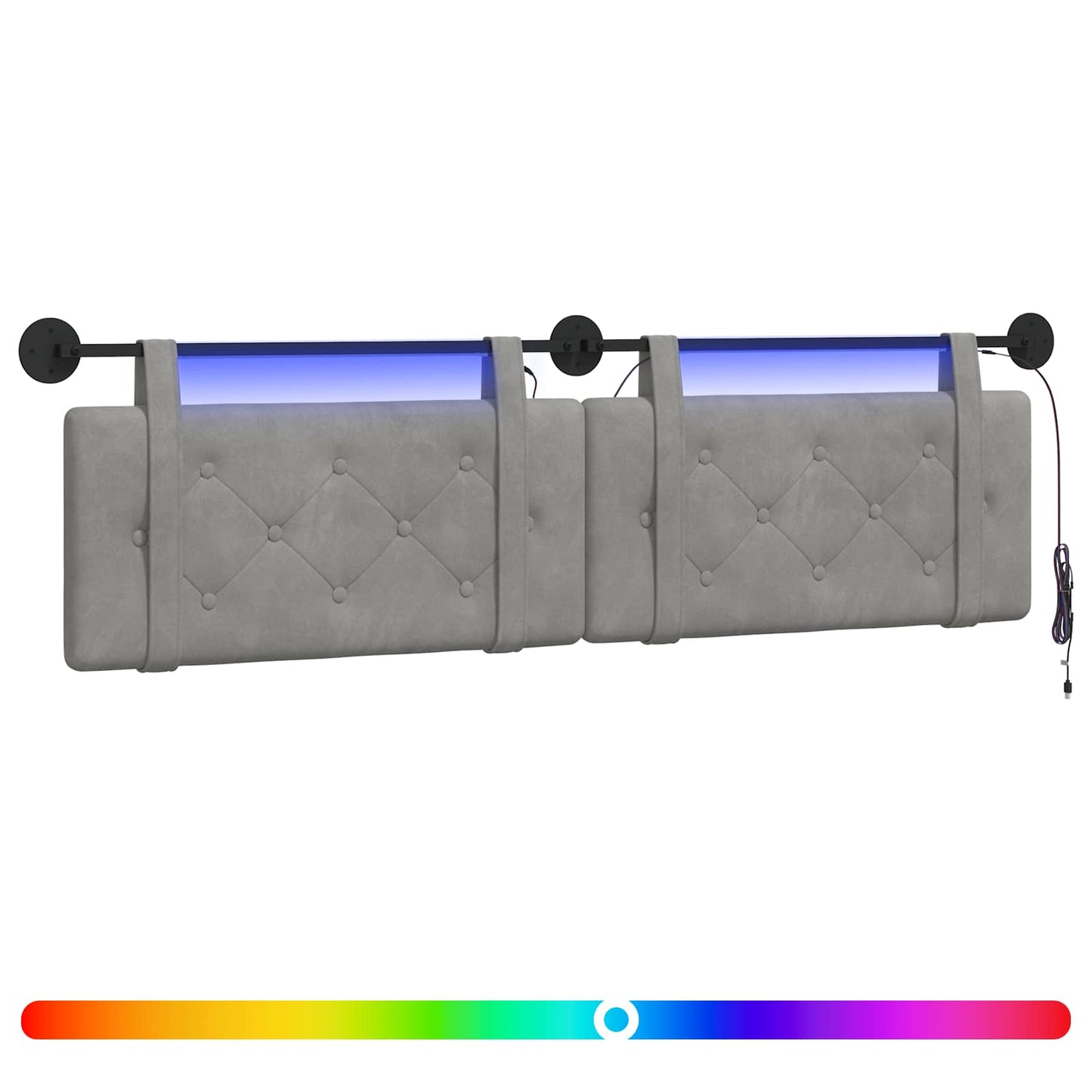 Hangend hoofdbord Met LED-verlichting Lichtgrijs Fluweel is nu te koop bij PeponiXL, paradijselijk wonen!