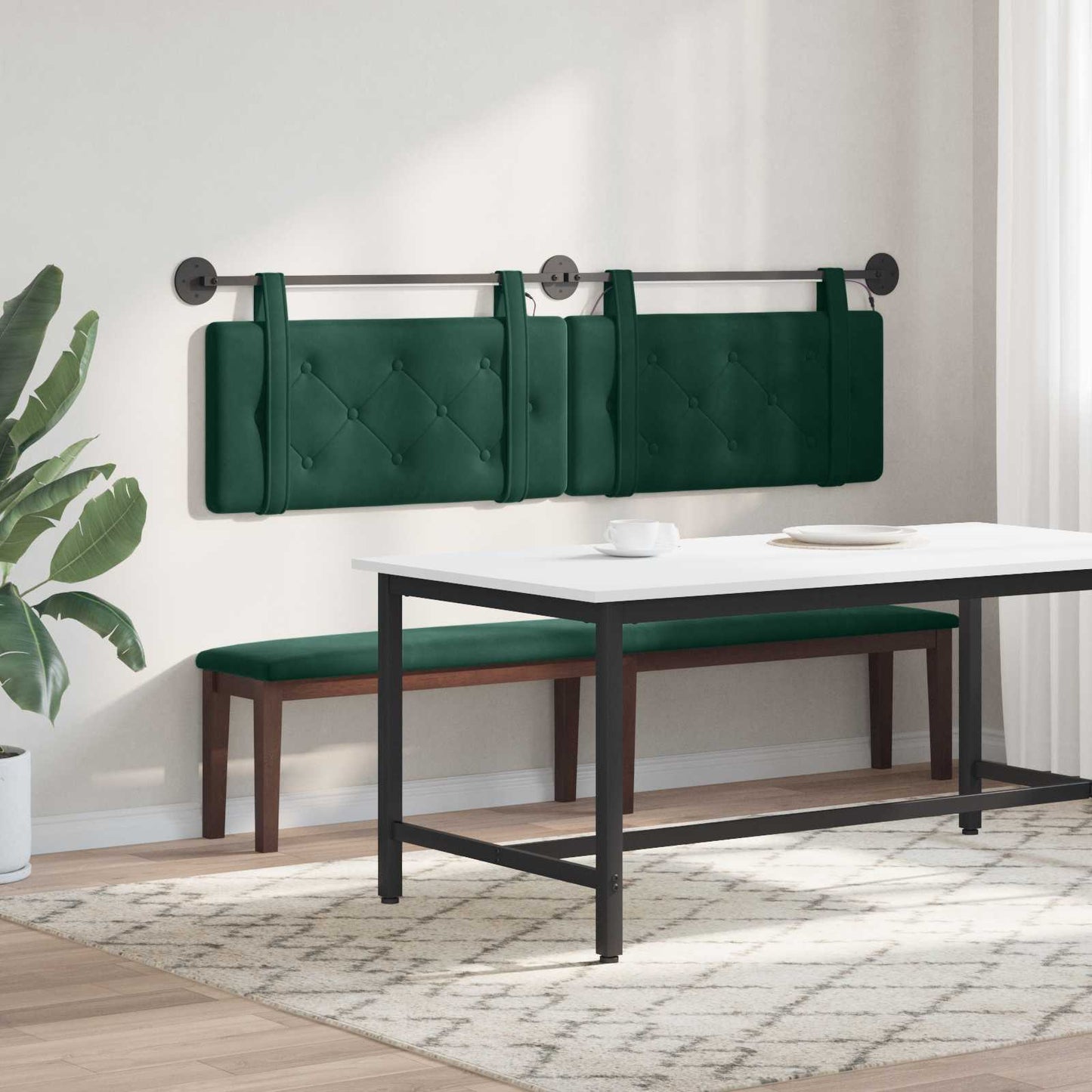 Hangend hoofdbord Met LED-verlichting Donkergroen Fluweel is nu te koop bij PeponiXL, paradijselijk wonen!