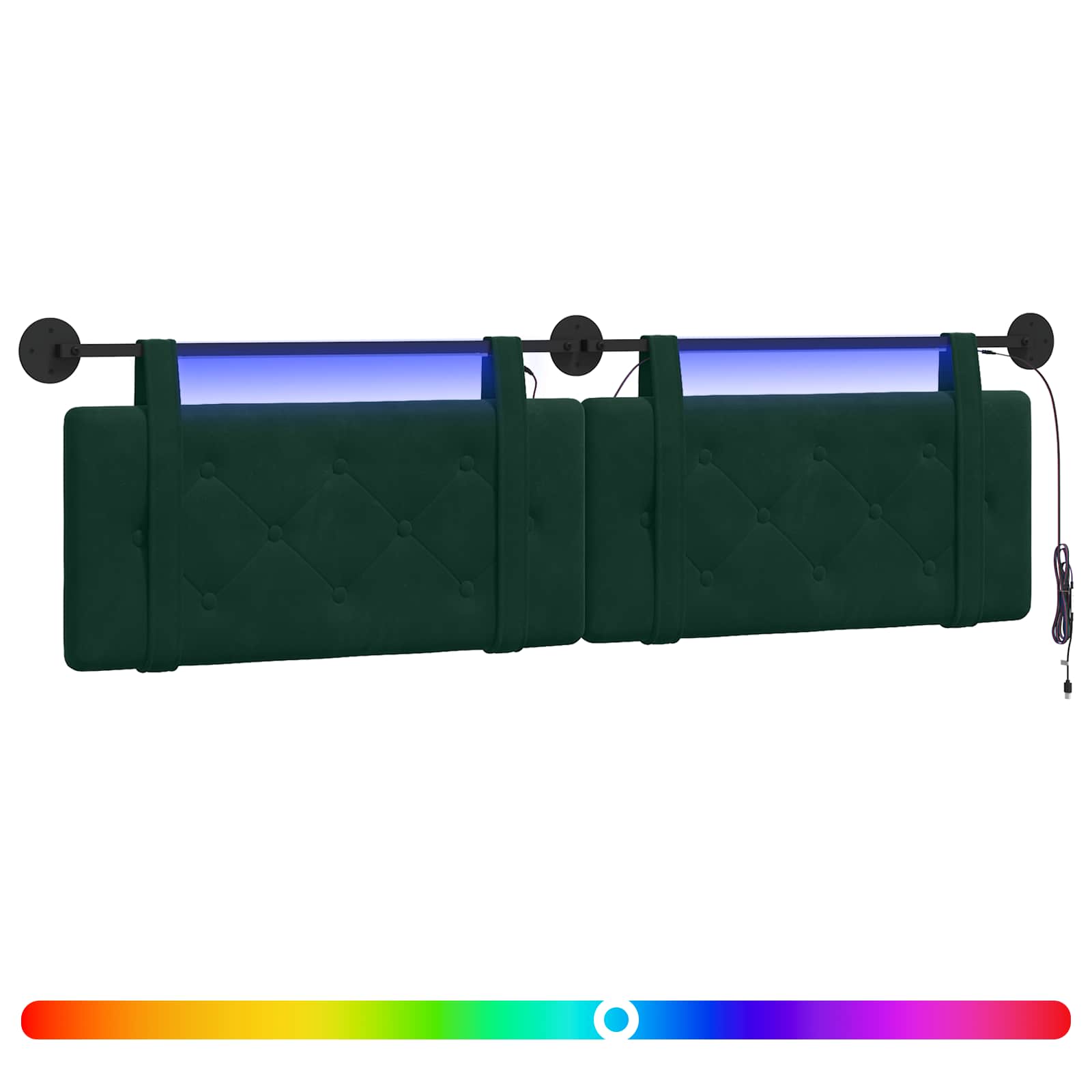 Hangend hoofdbord Met LED-verlichting Donkergroen Fluweel is nu te koop bij PeponiXL, paradijselijk wonen!