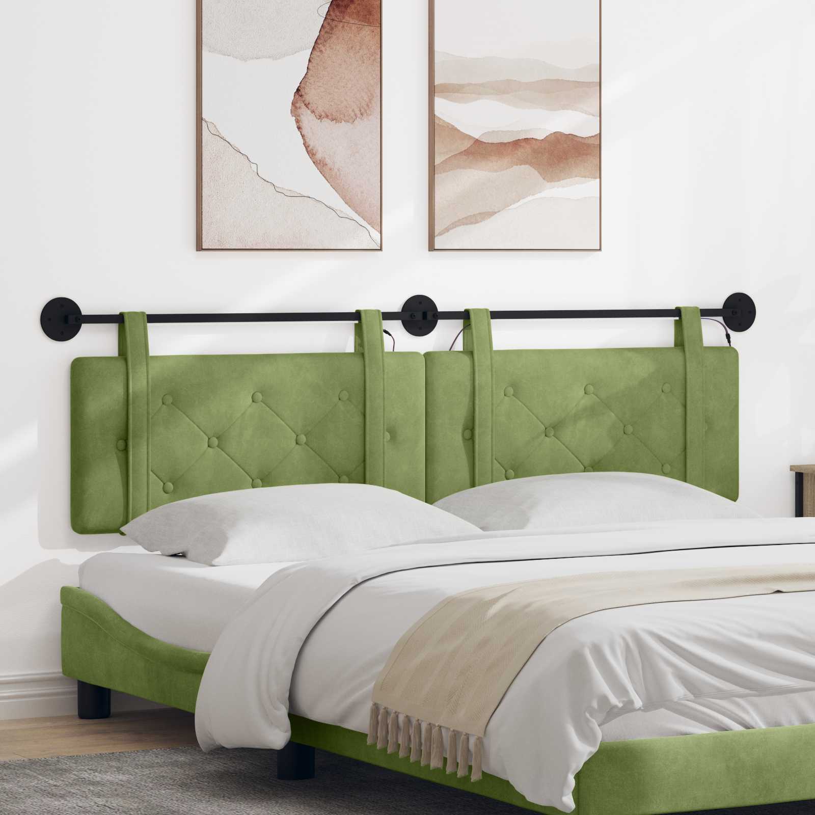 Hangend hoofdbord Met LED-verlichting Lichtgroen Fluweel is nu te koop bij PeponiXL, paradijselijk wonen!