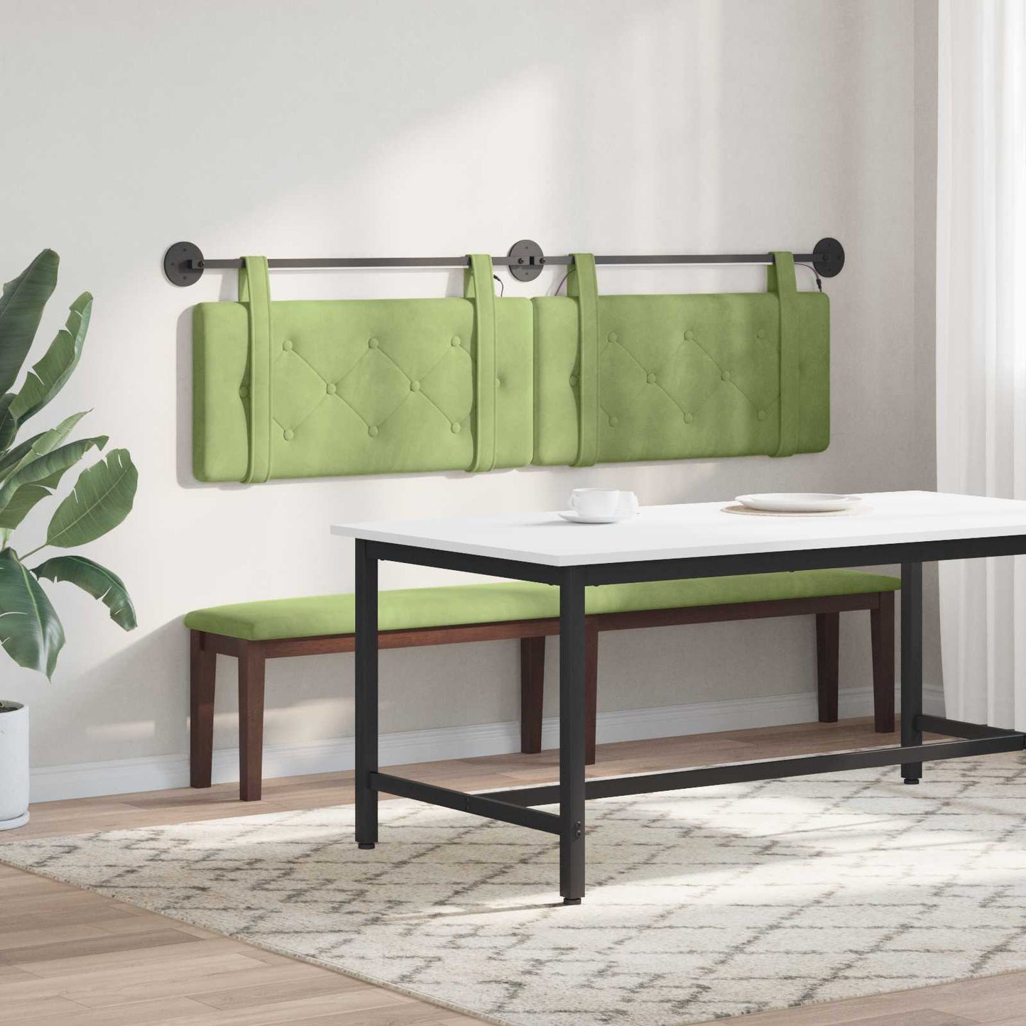 Hangend hoofdbord Met LED-verlichting Lichtgroen Fluweel is nu te koop bij PeponiXL, paradijselijk wonen!