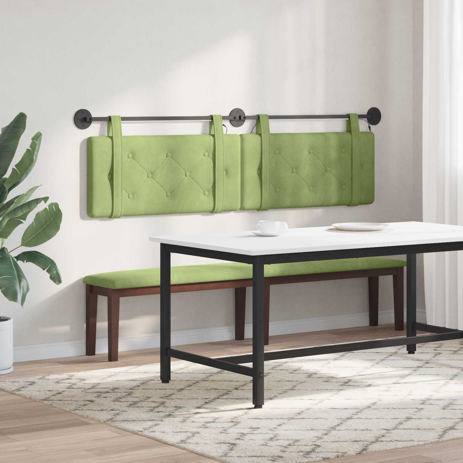Hangend hoofdbord Met LED-verlichting Lichtgroen Fluweel is nu te koop bij PeponiXL, paradijselijk wonen!
