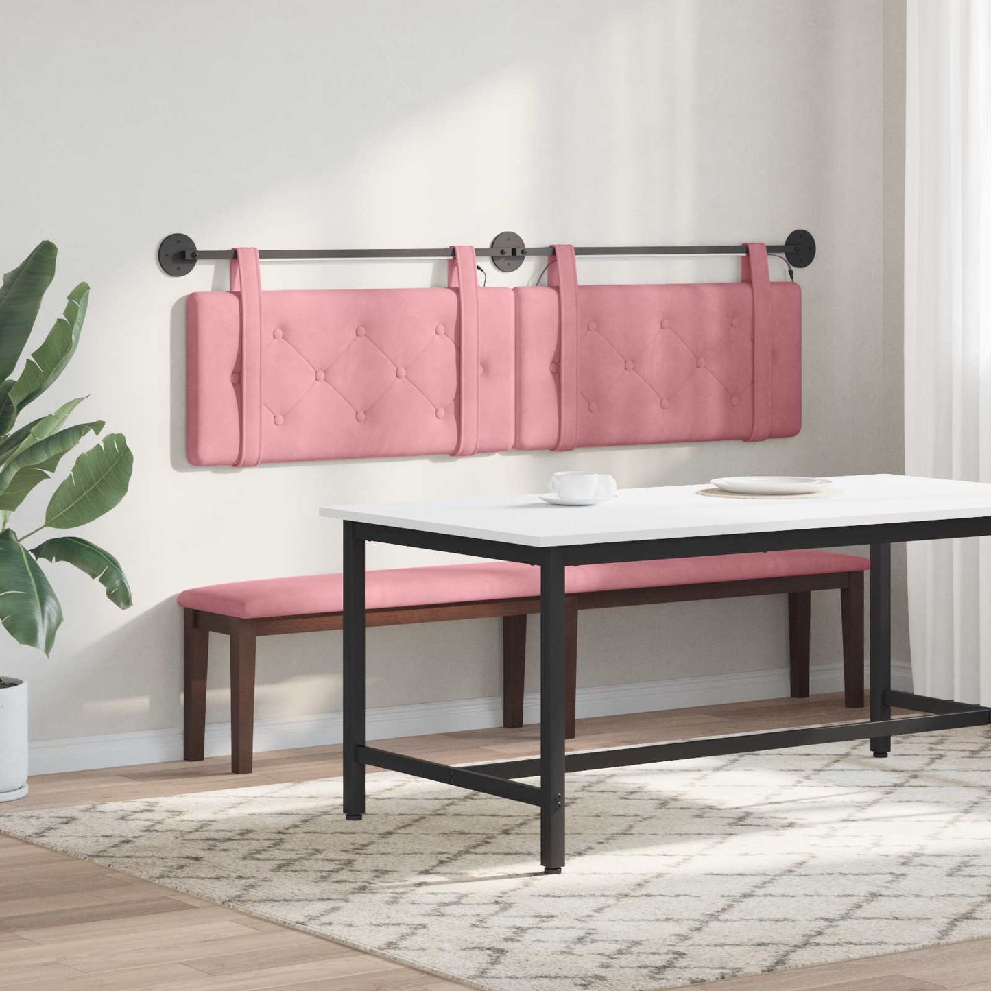 Hangend hoofdbord Met LED-verlichting Roze Fluweel is nu te koop bij PeponiXL, paradijselijk wonen!