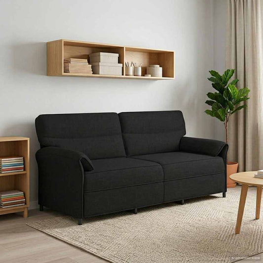 3-Zits Bank Zwart 198 x 83 x 95 cm Stof is nu te koop bij PeponiXL, paradijselijk wonen!