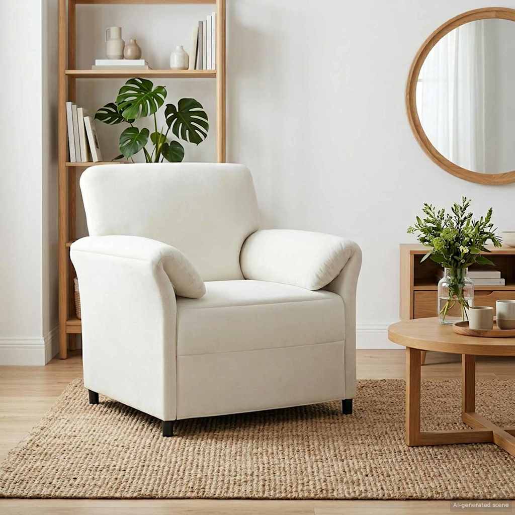 1-Zits Bank Crèmekleurig 88 x 83 x 95 cm Fluweel is nu te koop bij PeponiXL, paradijselijk wonen!
