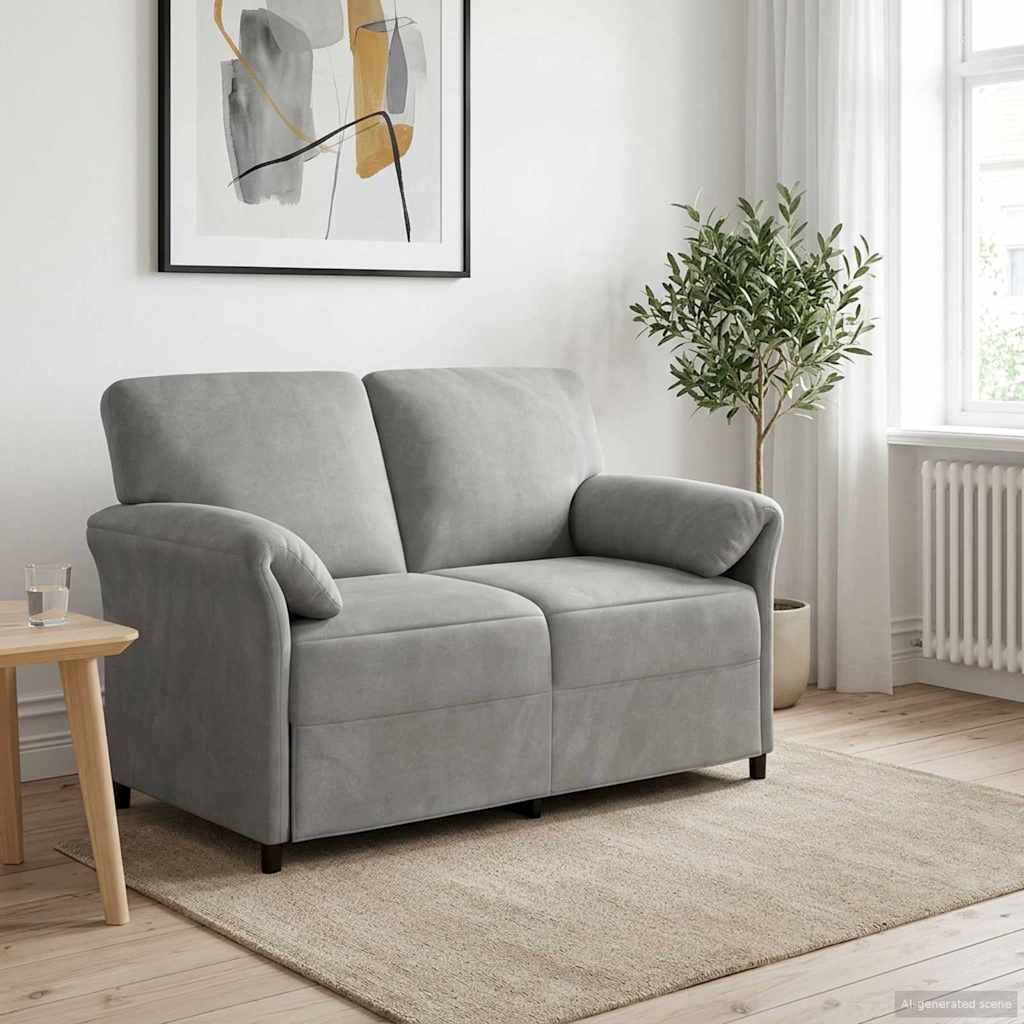 2-Zits Sofa Lichtgrijs 138 x 83 x 95 cm Fluweel is nu te koop bij PeponiXL, paradijselijk wonen!