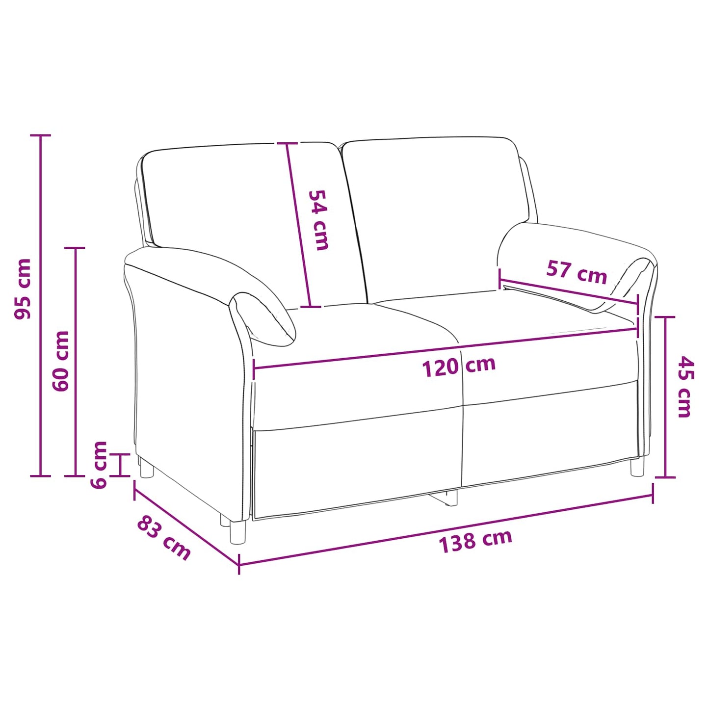 2-Zits Sofa Lichtgrijs 138 x 83 x 95 cm Fluweel is nu te koop bij PeponiXL, paradijselijk wonen!