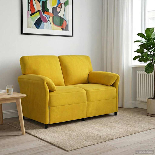 2-Zits Sofa Geel 138 x 83 x 95 cm Fluweel is nu te koop bij PeponiXL, paradijselijk wonen!