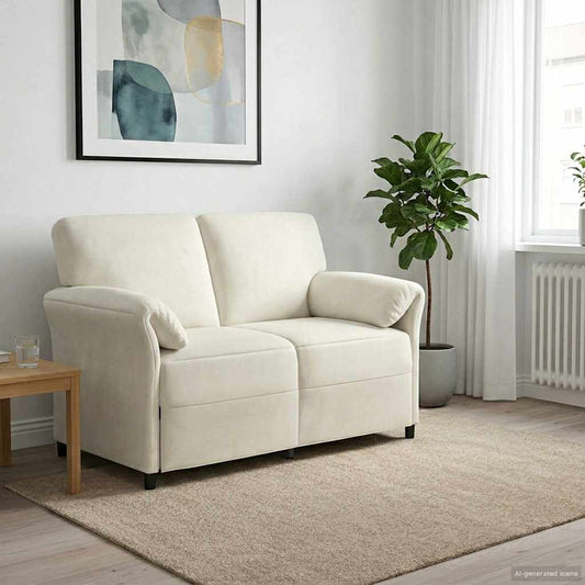 2-Zits Sofa Crèmekleurig 138 x 83 x 95 cm Fluweel is nu te koop bij PeponiXL, paradijselijk wonen!
