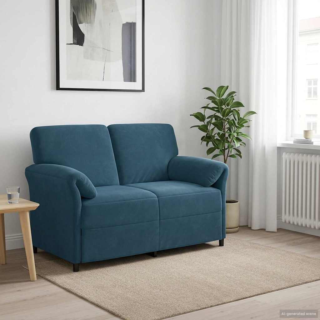 2-Zits Sofa Blauw 138 x 83 x 95 cm Fluweel is nu te koop bij PeponiXL, paradijselijk wonen!