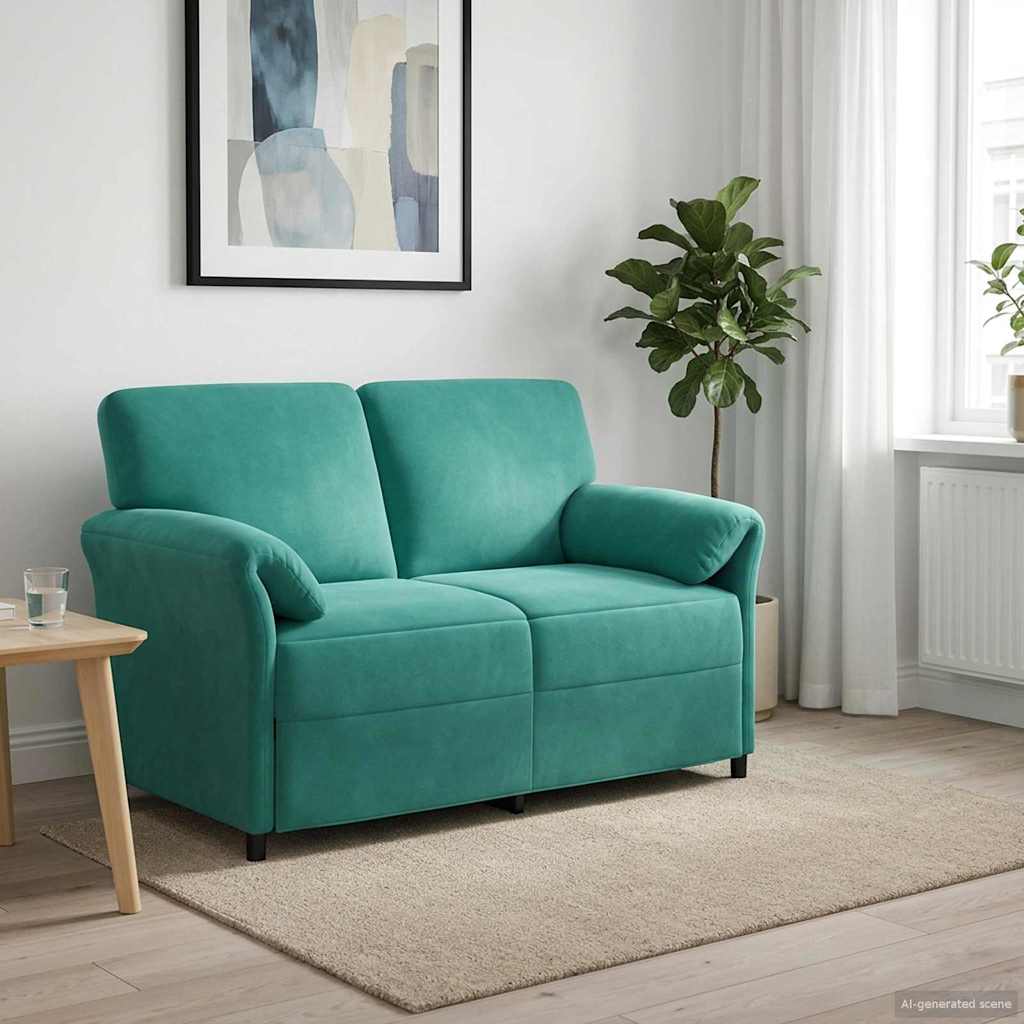 2-Zits Sofa Turquoise 138 x 83 x 95 cm Fluweel is nu te koop bij PeponiXL, paradijselijk wonen!