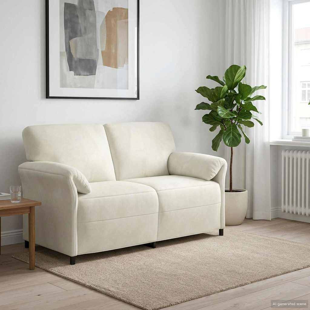 2-Zits Sofa Crèmekleurig 158 x 83 x 95 cm Fluweel is nu te koop bij PeponiXL, paradijselijk wonen!