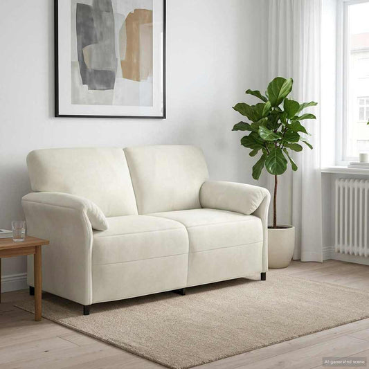 2-Zits Sofa Crèmekleurig 158 x 83 x 95 cm Fluweel is nu te koop bij PeponiXL, paradijselijk wonen!