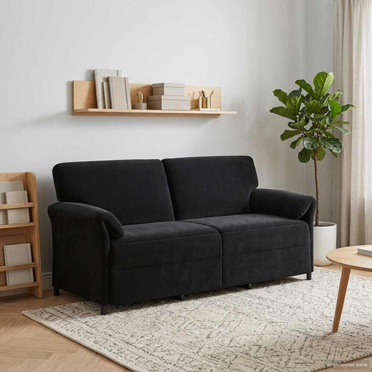 3-Zits Bank Zwart 198 x 83 x 95 cm Fluweel is nu te koop bij PeponiXL, paradijselijk wonen!