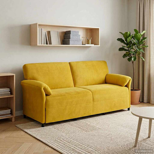 3-Zits Bank Geel 198 x 83 x 95 cm Fluweel is nu te koop bij PeponiXL, paradijselijk wonen!