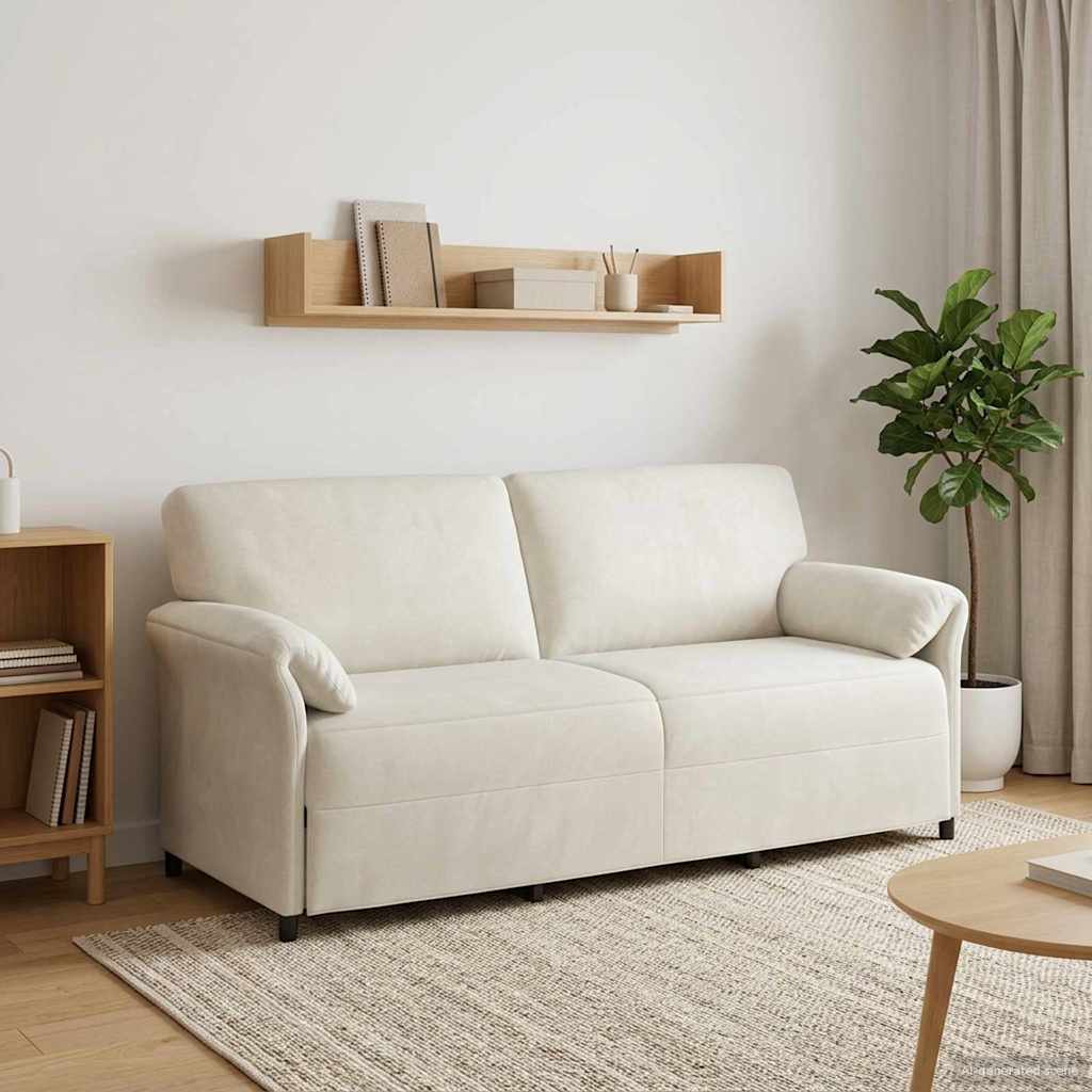 3-Zits Bank Crèmekleurig 198 x 83 x 95 cm Fluweel is nu te koop bij PeponiXL, paradijselijk wonen!