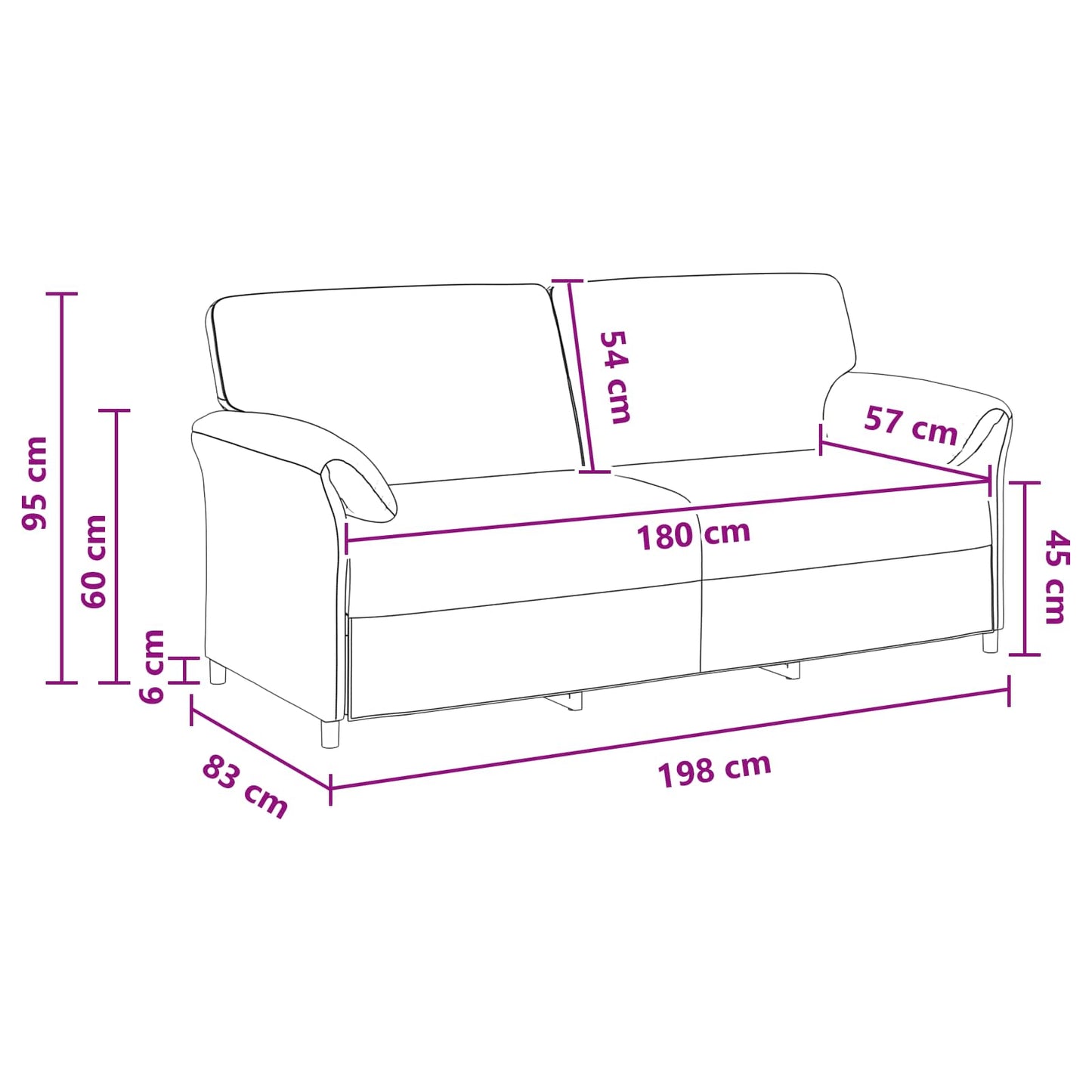 3-Zits Bank Crèmekleurig 198 x 83 x 95 cm Fluweel is nu te koop bij PeponiXL, paradijselijk wonen!