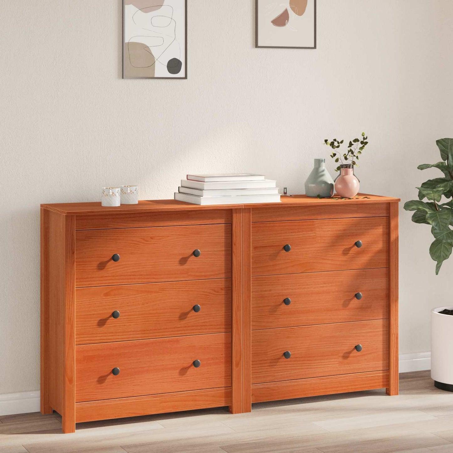 Dressoir met lade 2 pcs Waskleur Bruin 140 x 35 x 80 cm is nu te koop bij PeponiXL, paradijselijk wonen!