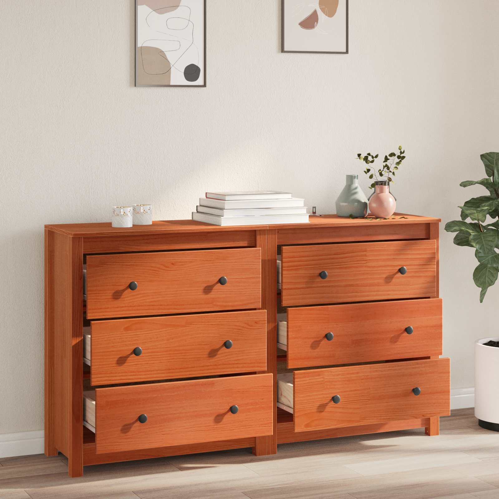Dressoir met lade 2 pcs Waskleur Bruin 140 x 35 x 80 cm is nu te koop bij PeponiXL, paradijselijk wonen!