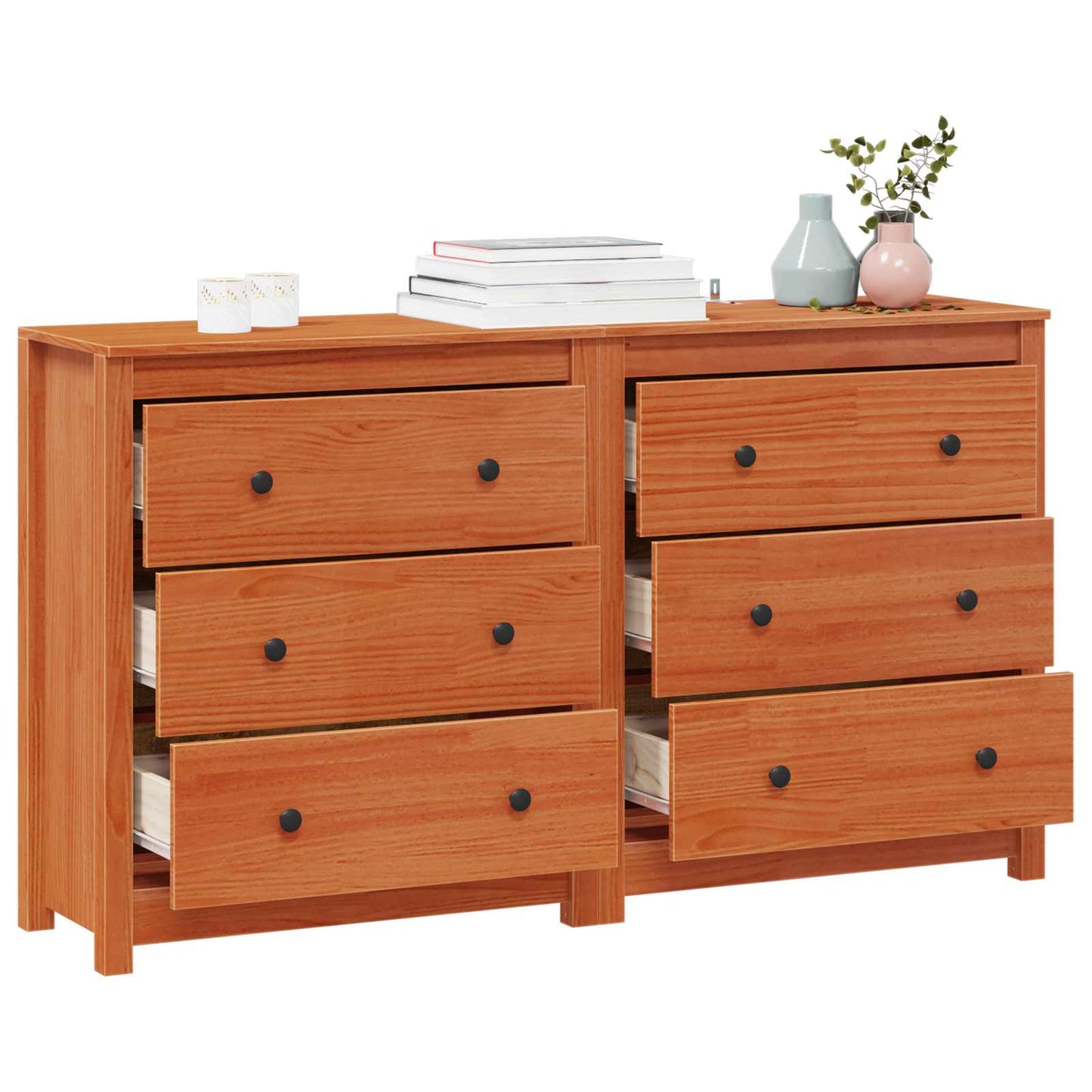 Dressoir met lade 2 pcs Waskleur Bruin 140 x 35 x 80 cm is nu te koop bij PeponiXL, paradijselijk wonen!