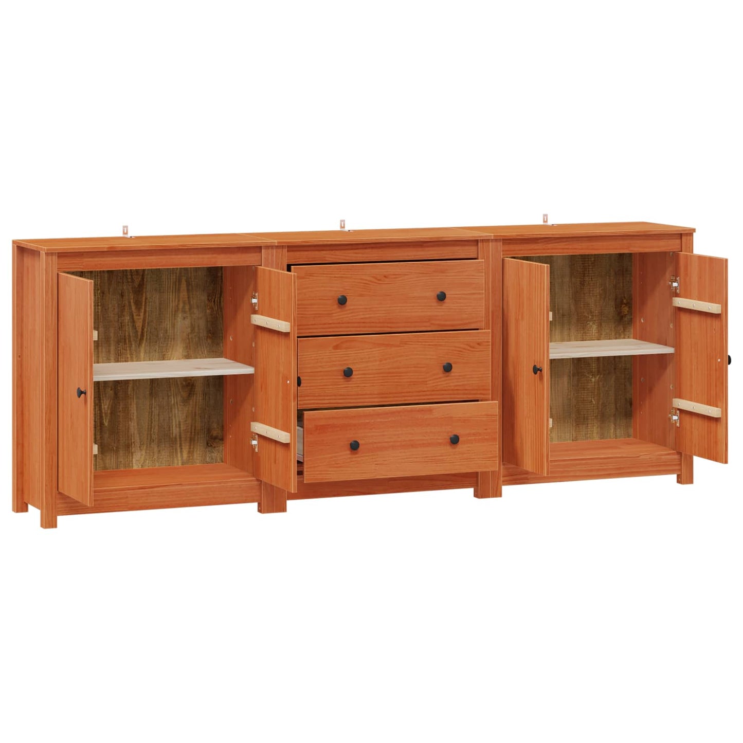 Dressoir met lade 3 pcs Wasbruin Massief grenenhout is nu te koop bij PeponiXL, paradijselijk wonen!